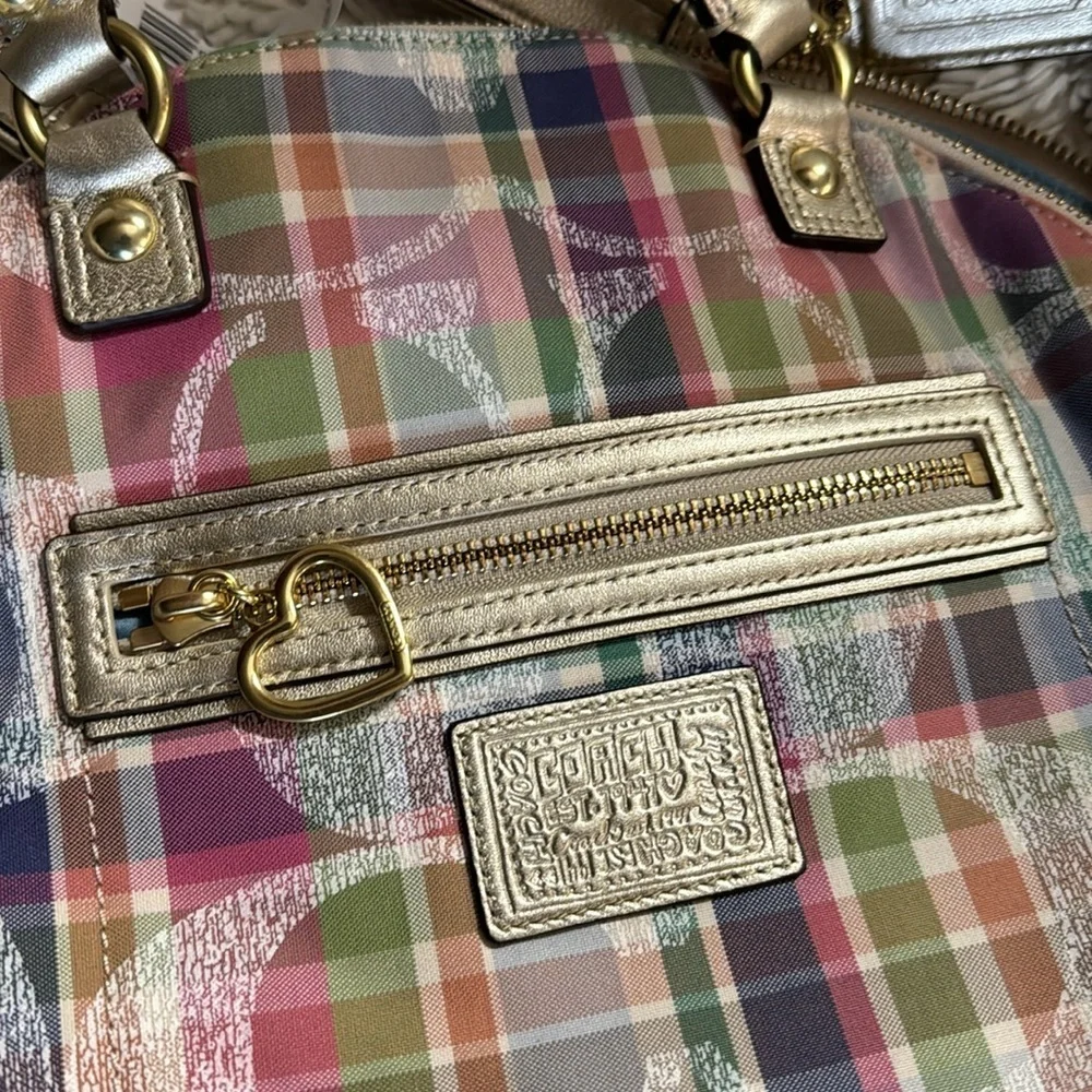 NWT  vintage Coach Daisy Madras Foldover Crossbody Bag F23541